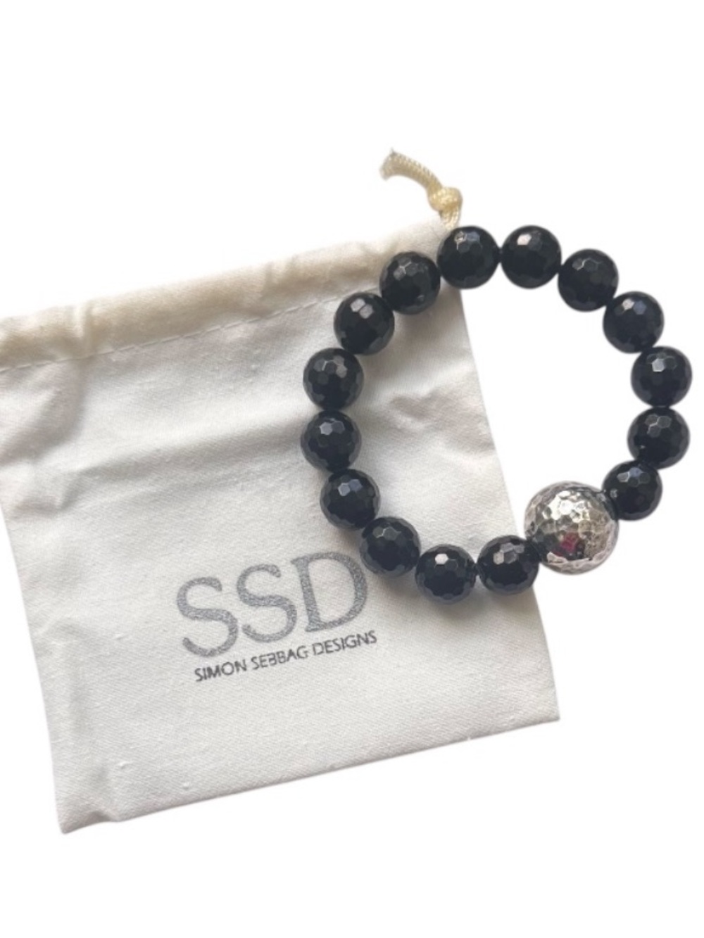 Simon Sebbag .925 Sterling Silver Black Onyx Stretch Bracelet